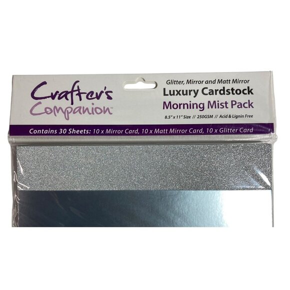 Crafters Companion Luxury Cardstock Morning Mist Pack Glitter Mirror Matt 30 Sht - Picture 2 of 8